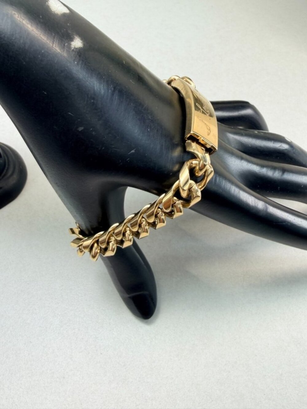 Vintage Speidel I Love You ID Bracelet Gold Tone Chunky Cuban Chain - Picture 3 of 7